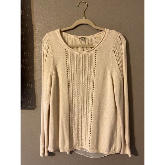 LUCKY Brand Sweater Top M Medium Cream Gold Back Details - Picture 9 of 9